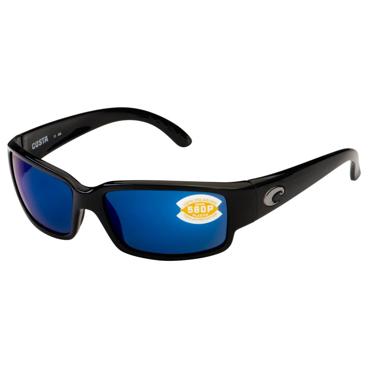 Costa Del Mar CL 11 Obmp Caballito Sunglasses Shiny Black Blue Mirror 580P - Black Frame, Blue Lens