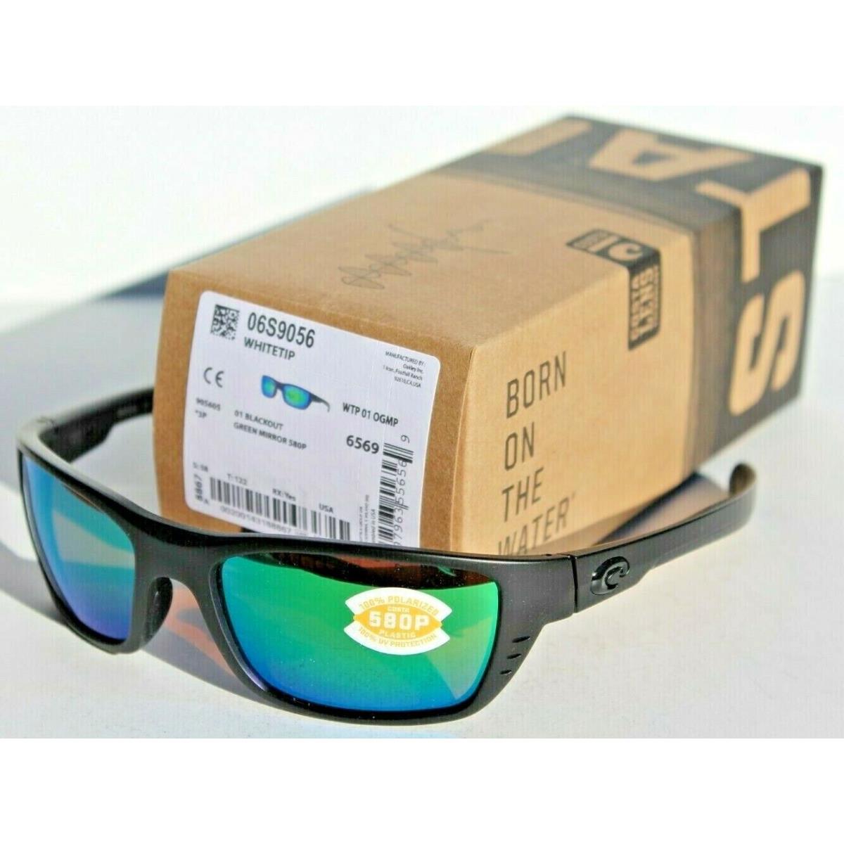 Costa Del Mar Whitetip Polarized Sunglasses Blackout/green Mirror 580P - Frame: Black, Lens: Green