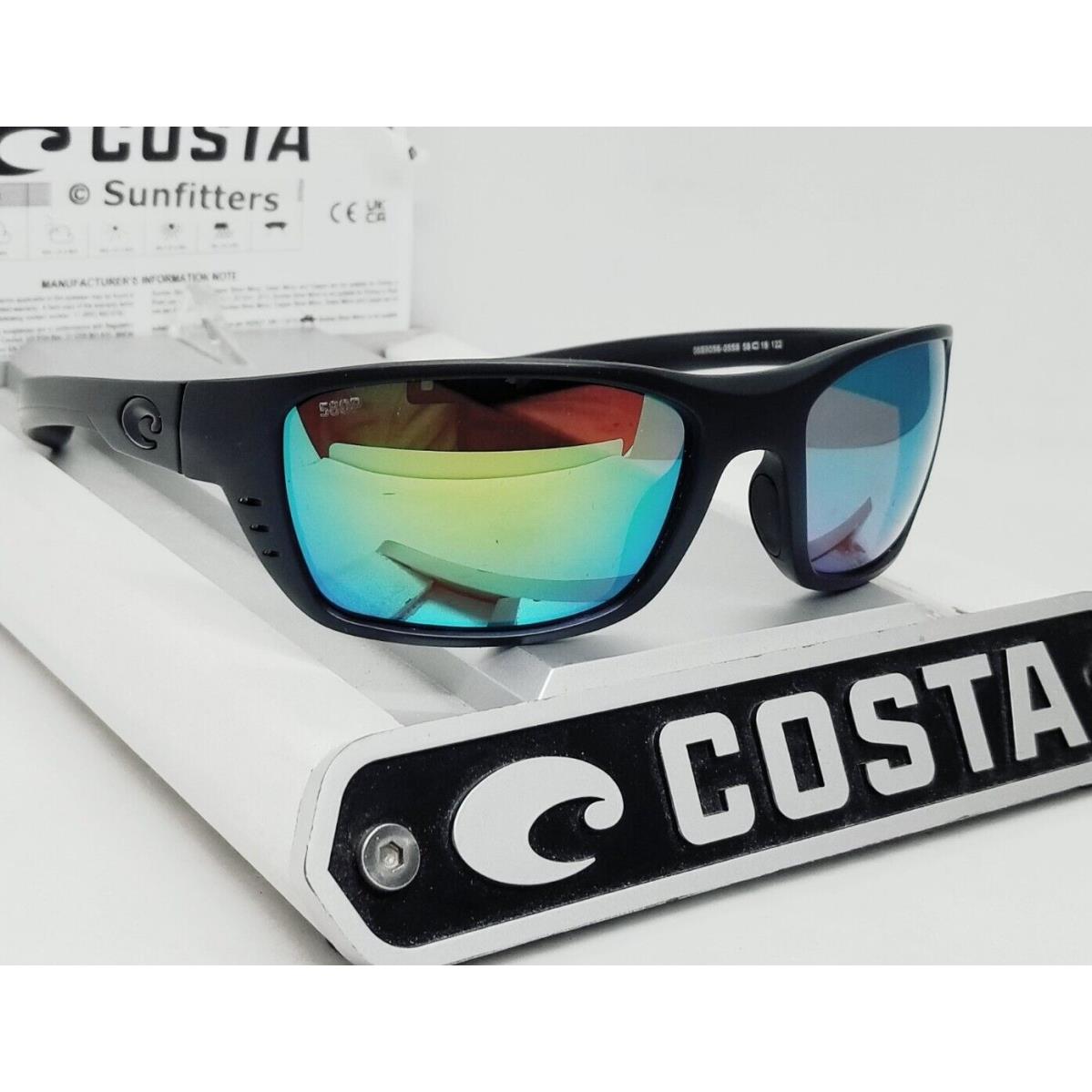 Costa Del Mar Blackout/green Mirror Whitetip Polarized 580P Sunglasses - Frame: Black, Lens: Green