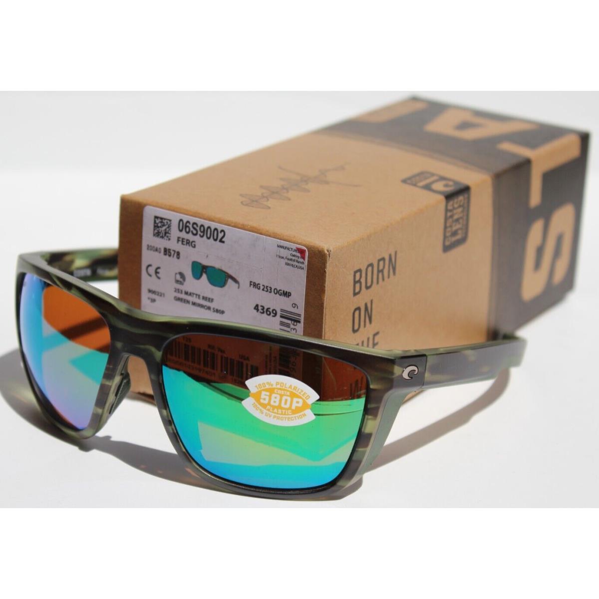 Costa Del Mar Ferg Polarized Sunglasses Matte Reef/green Mirror 580P - Frame: Green, Lens: Green