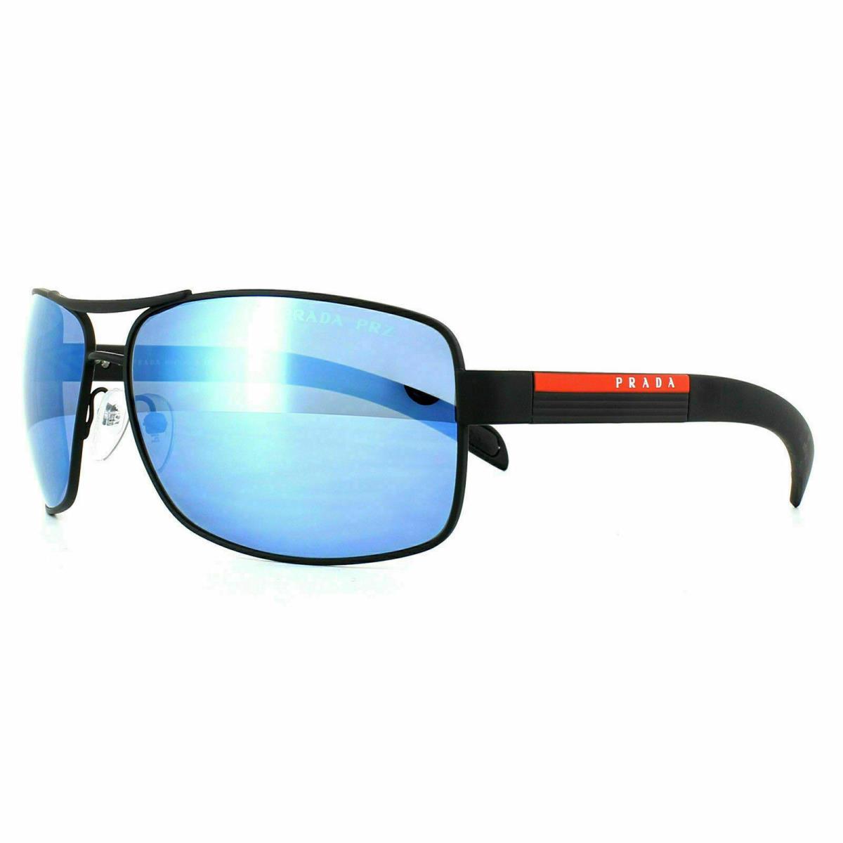 Prada Sport Sunglasses PS54IS DG02E0 65MM Black Rubber Blue Mirror Polarized