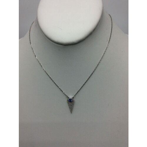 Swarovski Silver-tone Square Blue Crystal Pave Triangle Necklace Sw13