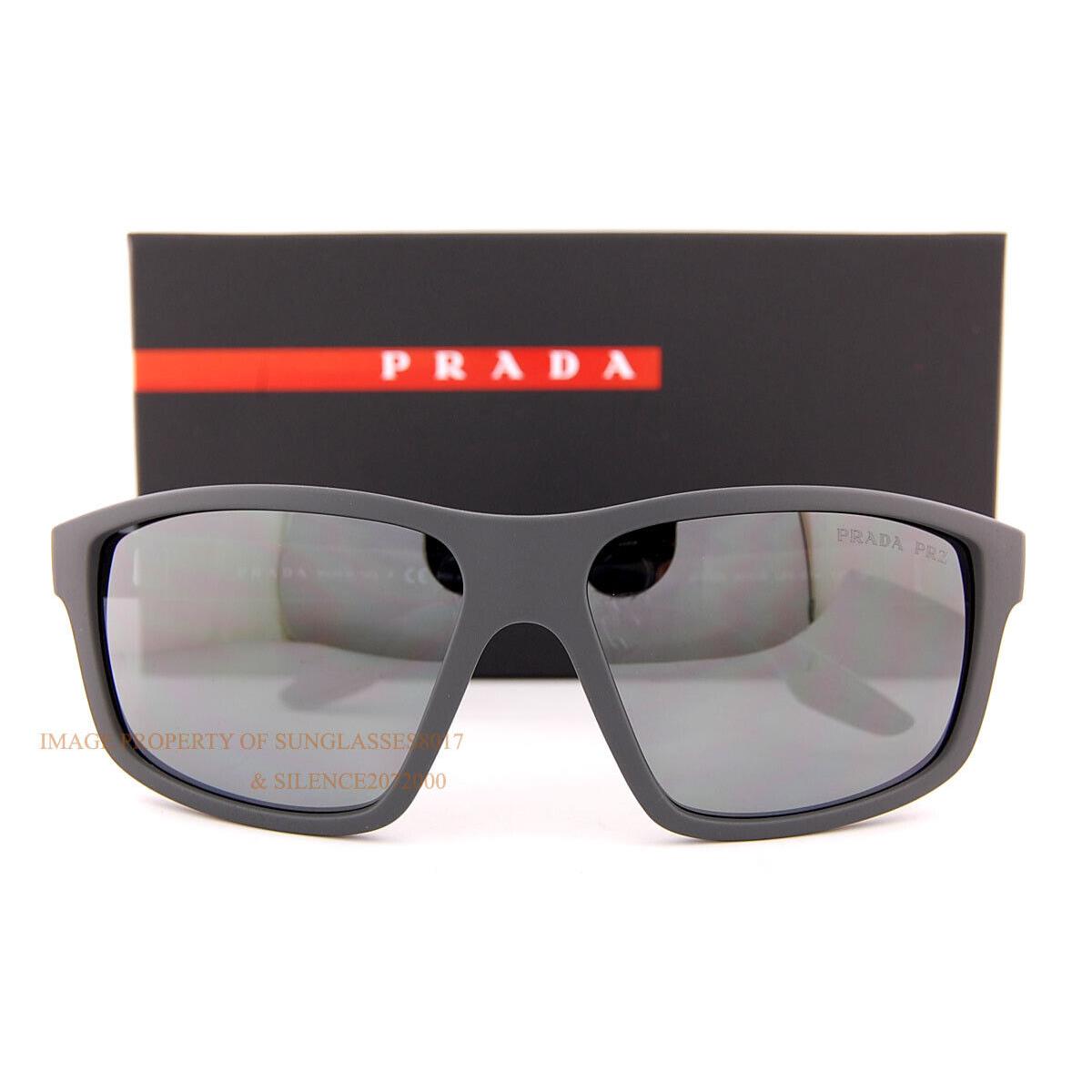 Prada Sport Sunglasses PS 02XS Ufk 07H Grey Rubber/polarized Grey Men