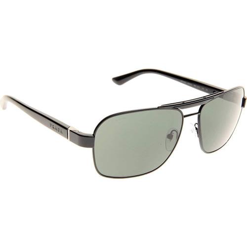 Prada Sunglasses Spr 55O 1BO3O1 60mm Black / Green Lens