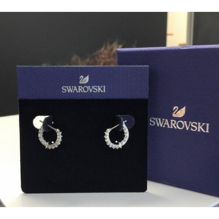 in Gift Box Swarovski 5562126 Rhodium Shiny Crystal Vittore Hoop Earrings