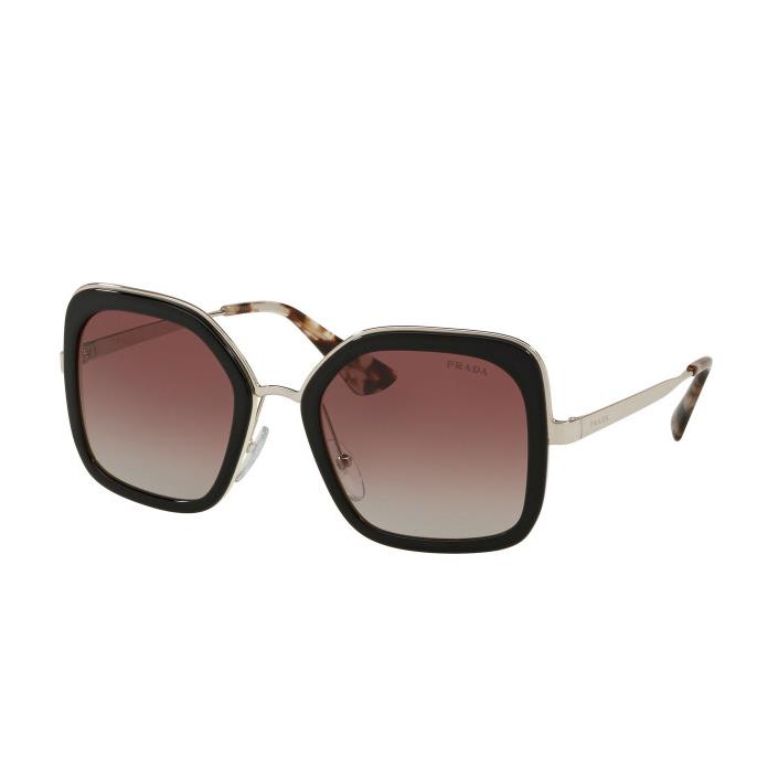 Prada PR57US-4BK412-54 Women`s Black Ivory Grey Violet Gradient Lens Sunglasses