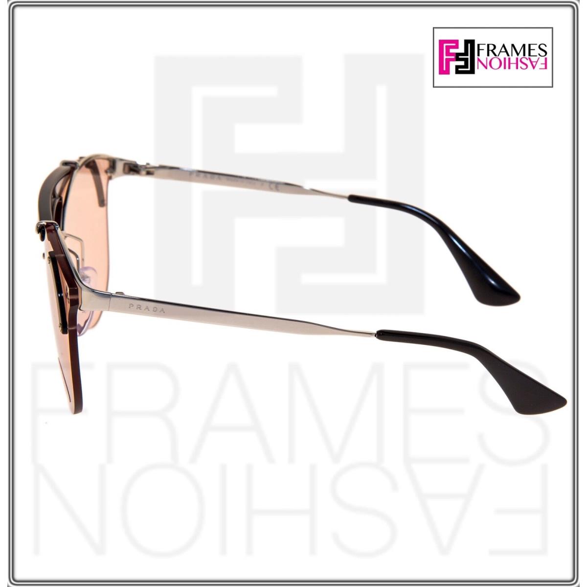 Prada Ornate Cat Eye Black Brow Bar Sunglasses 53U Silver Pink Peach PR53US