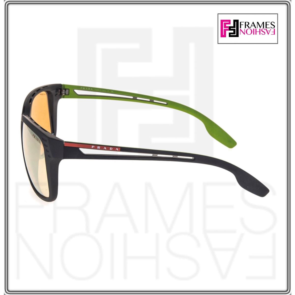 Prada 03T Linea Rossa PS03TS Black Green Yellow Rubber Sport Sunglasses Unisex
