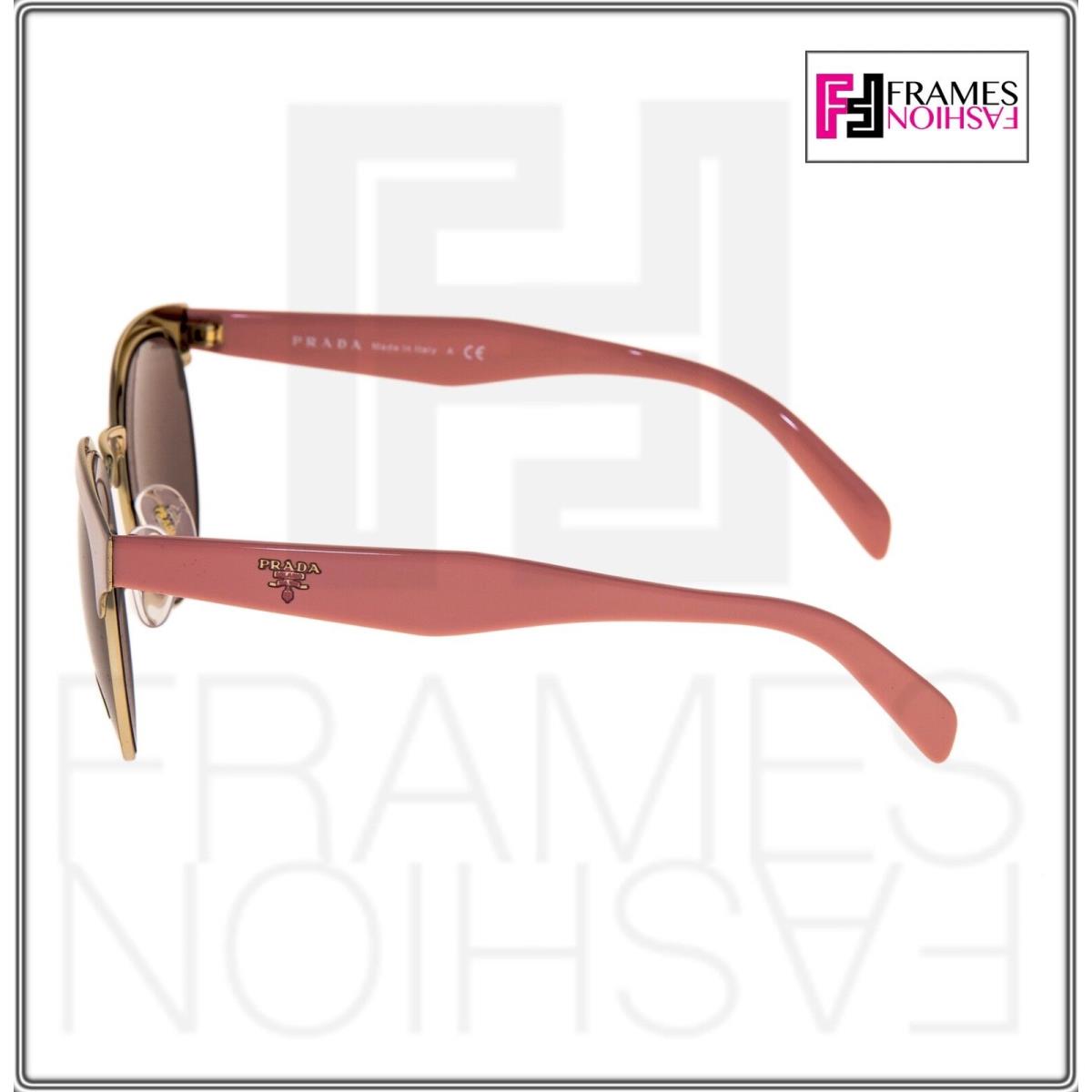 Prada 61T Handbag Logo Oval PR61TS Gold Pink Brown Metal Sunglasses Women