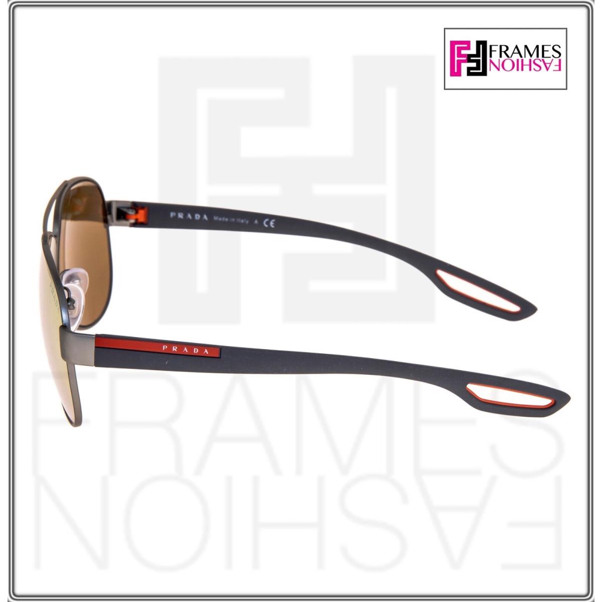 Prada Linea Rossa LJ Silver 55Q Gray Rubber Orange Pink Mirror Sunglasses PS55QS