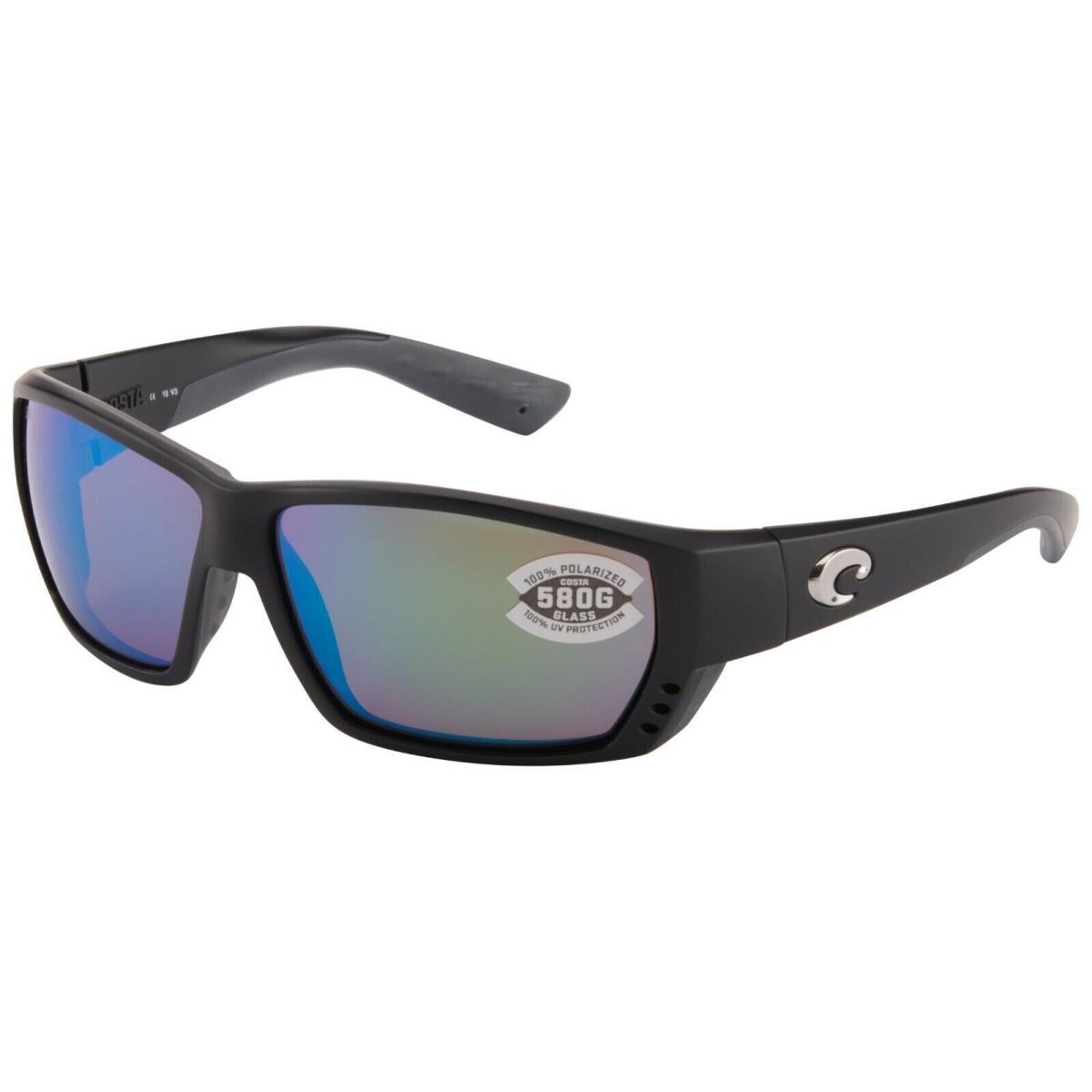 Costa Del Mar TA 11 Ogmglp Tuna Alley Sunglasses Matte Black Green Mirror 580G - Frame: Black, Lens: Green