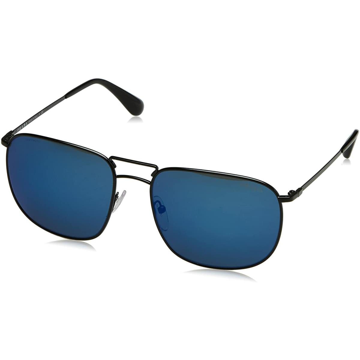 Prada Sunglasses 0PR 51TS 7AX9P1 57 140 Pilot Eyeglasses - Black Frame, Blue Lens
