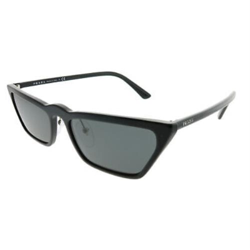 Prada PR 19US 1AB5S0 Black Plastic Cat-eye Sunglasses Grey Lens