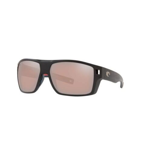 6S9034-28 Mens Costa Diego Polarized Sunglasses - Frame: Black, Lens: Silver