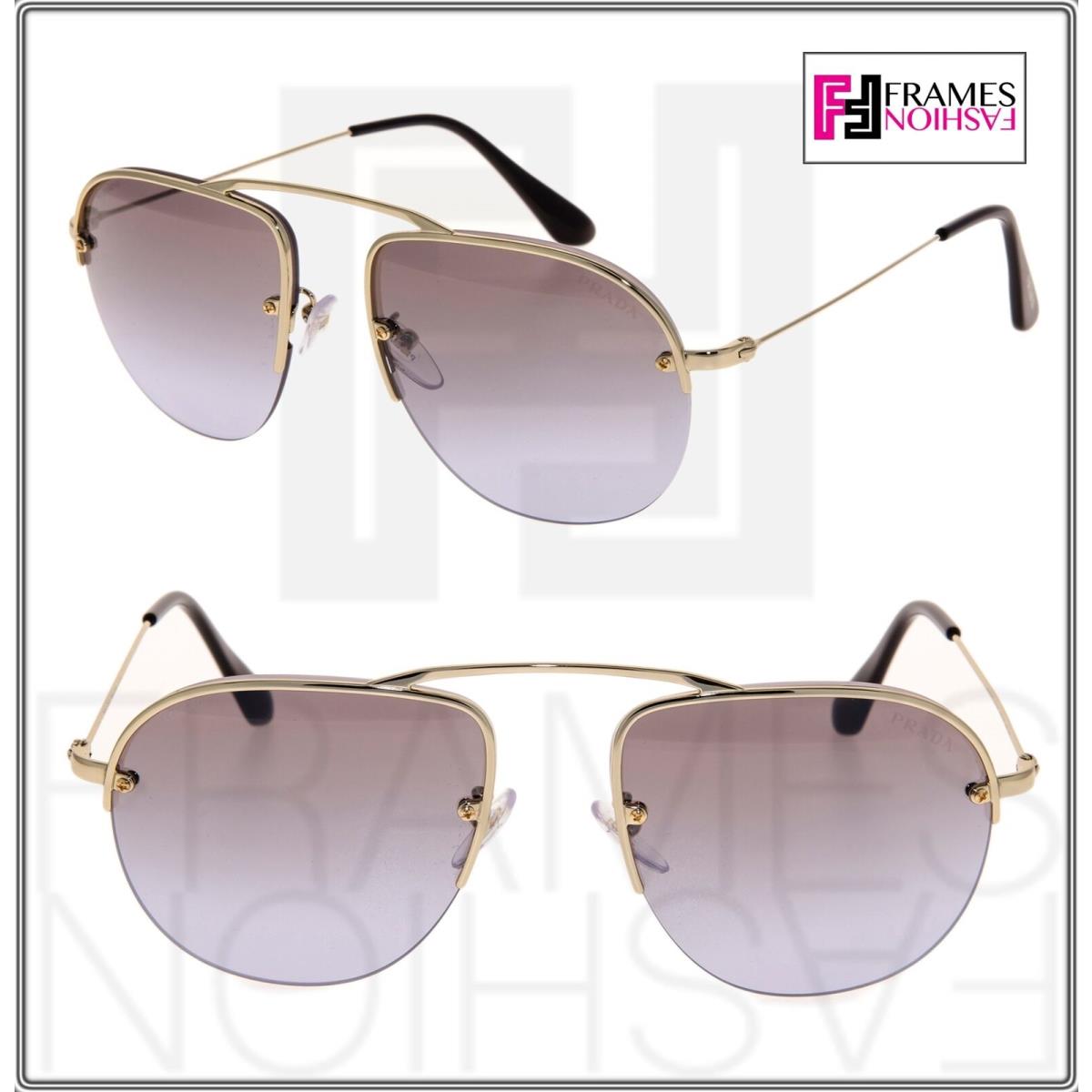 Prada Teddy PR58OS Aviator Pale Gold Lilac Gradient Rimless Sunglasses 58O