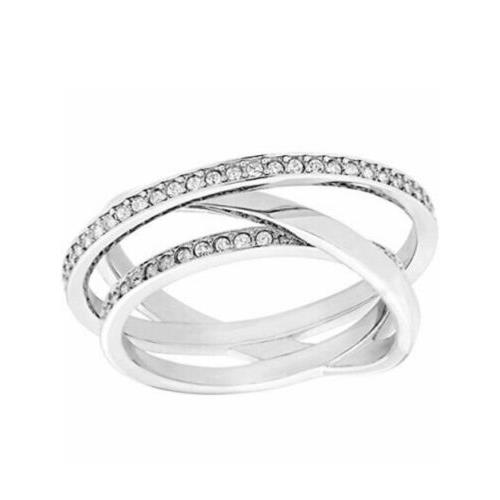 Swarovski Silver Tone Spiral Mini Crystals Ring Size 5 S69