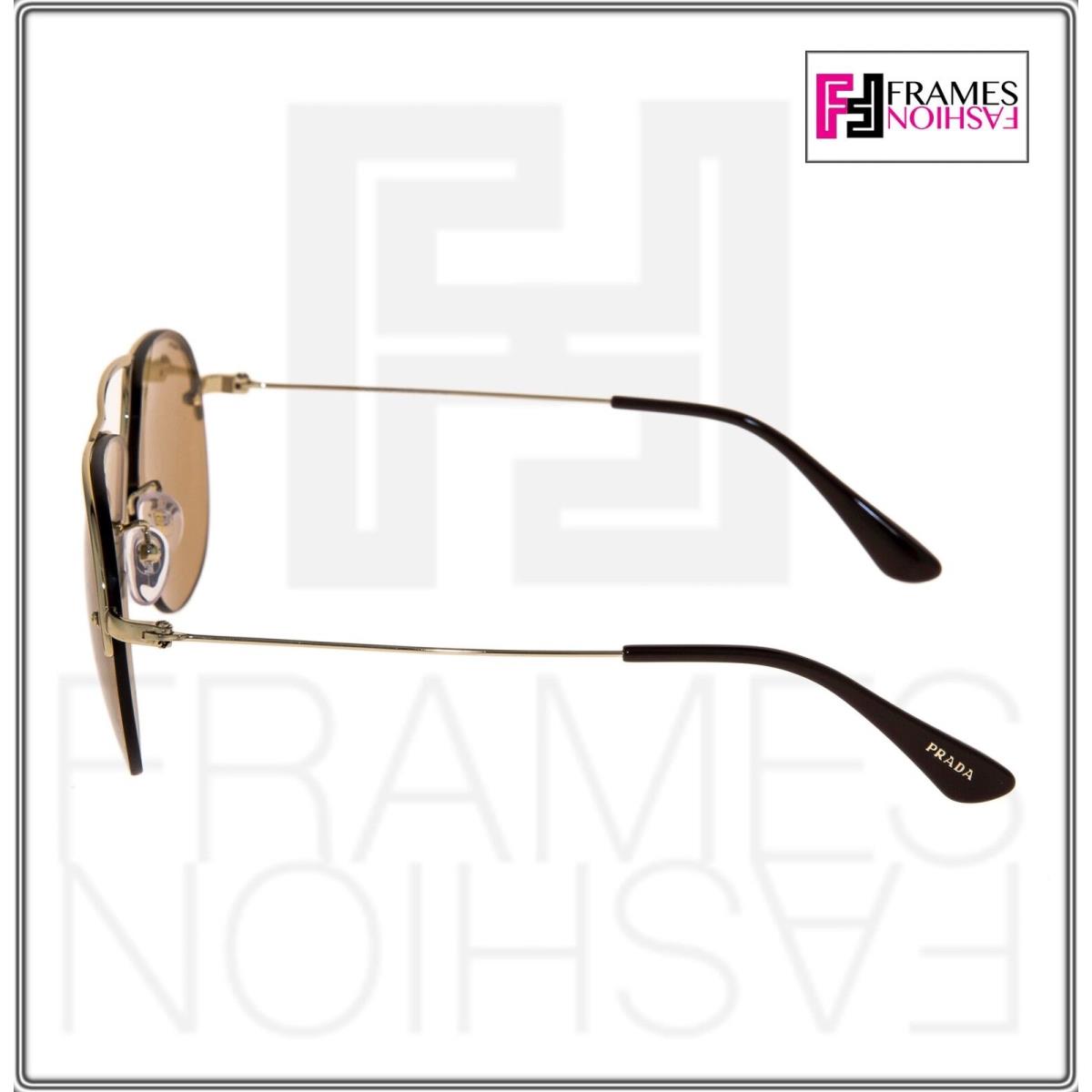 Prada Teddy PR58OS Aviator Gold Brown Hibiscus Mirrored Rimless Sunglasses 58O - ZVN-6V0, Frame: Gold, Lens: Brown Gold