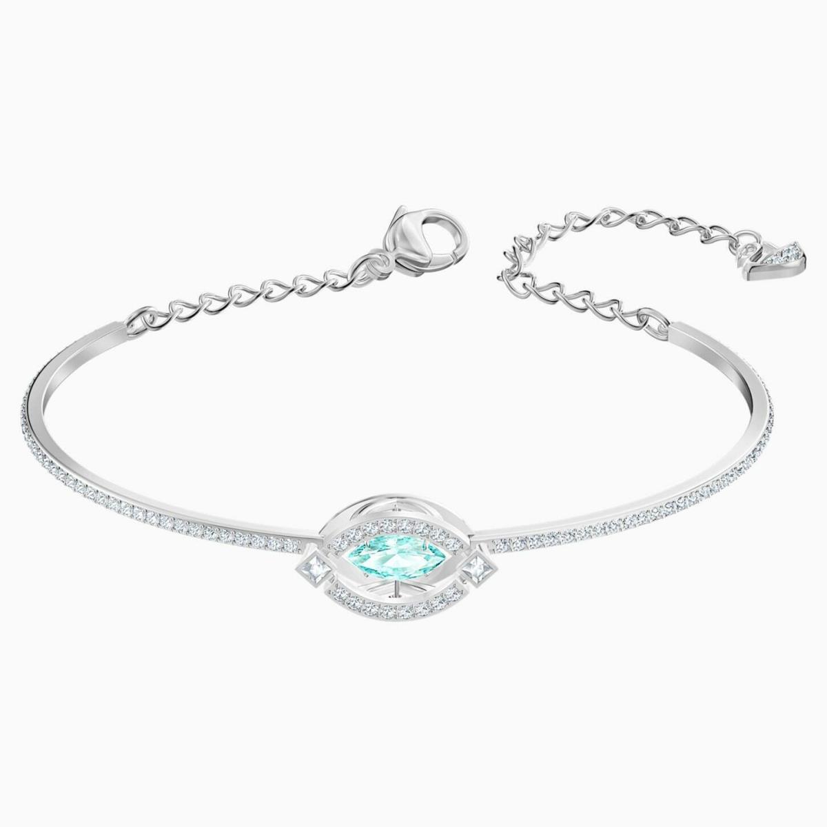 Swarovski Sparkling Dance Bangle Green Crystal Rhodium Plated 5485722