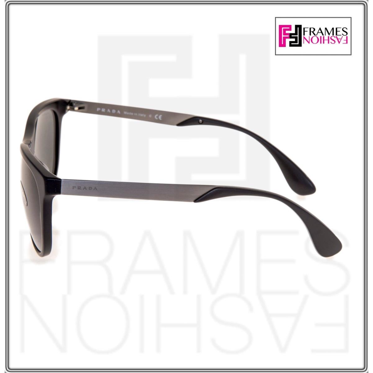 Prada Spr 04S Square Gunmetal Matte Black Silver Mirrored Sunglasses PR04SSF Men - TKM-1A0, Frame: Gunmetal Matte Black, Lens: Grey silver