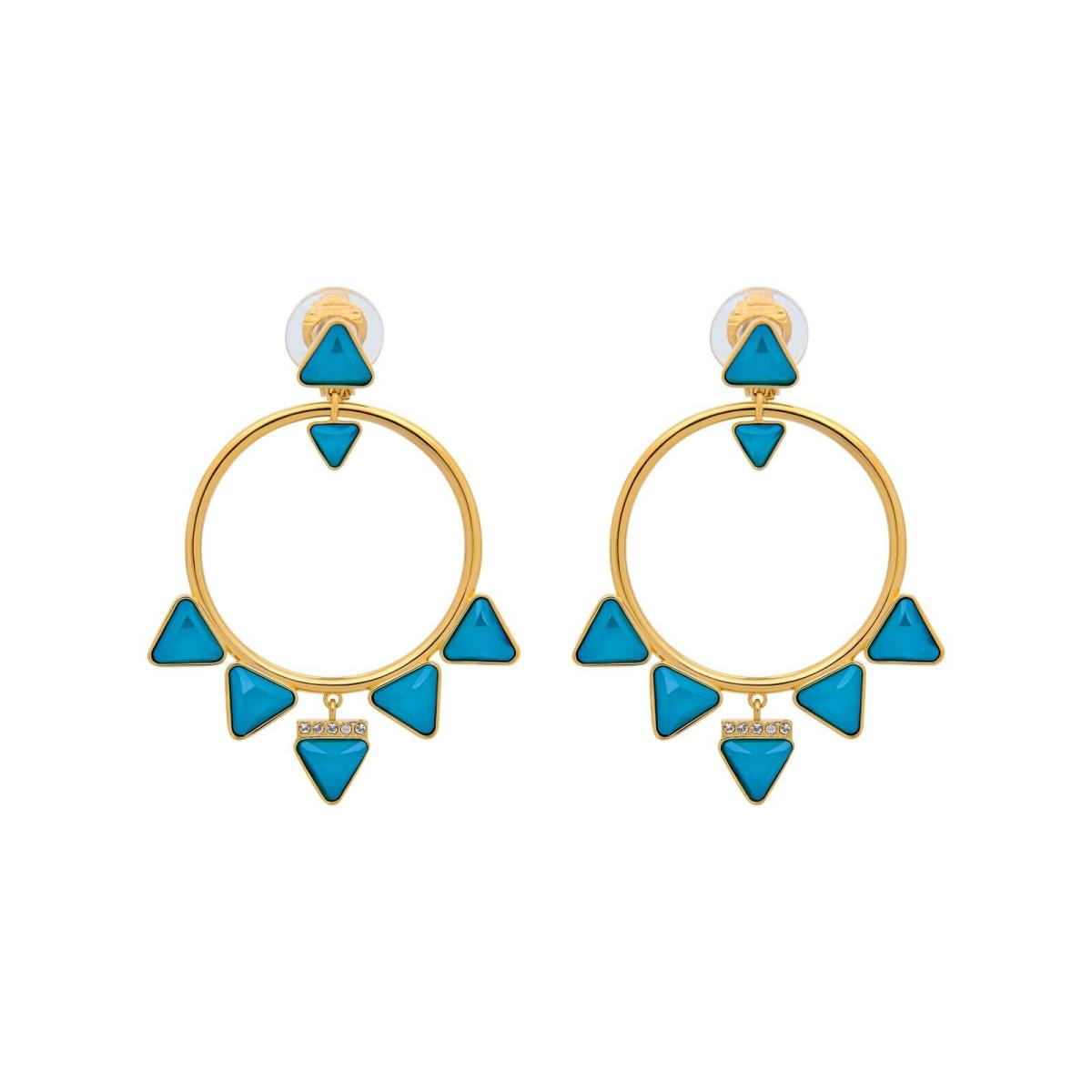 Swarovski Rose Gold Hoop Clip-on Earrings with Turquoise Crystals 5415711