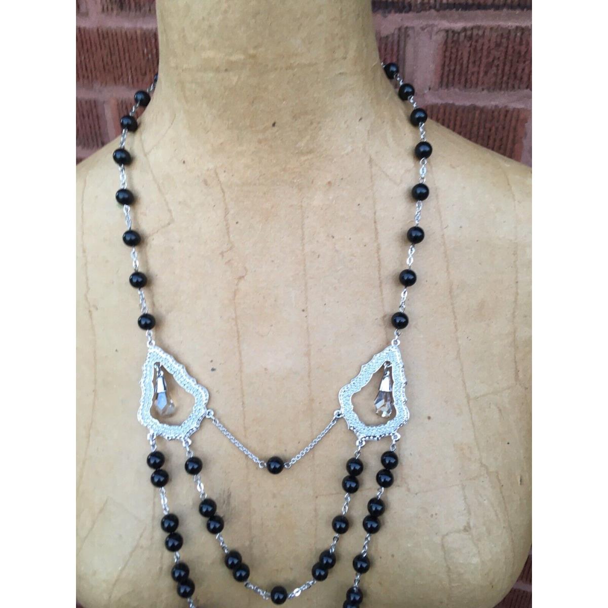 Swarovski Long Dauphin Bib Necklace Crystal Black Beads 910685