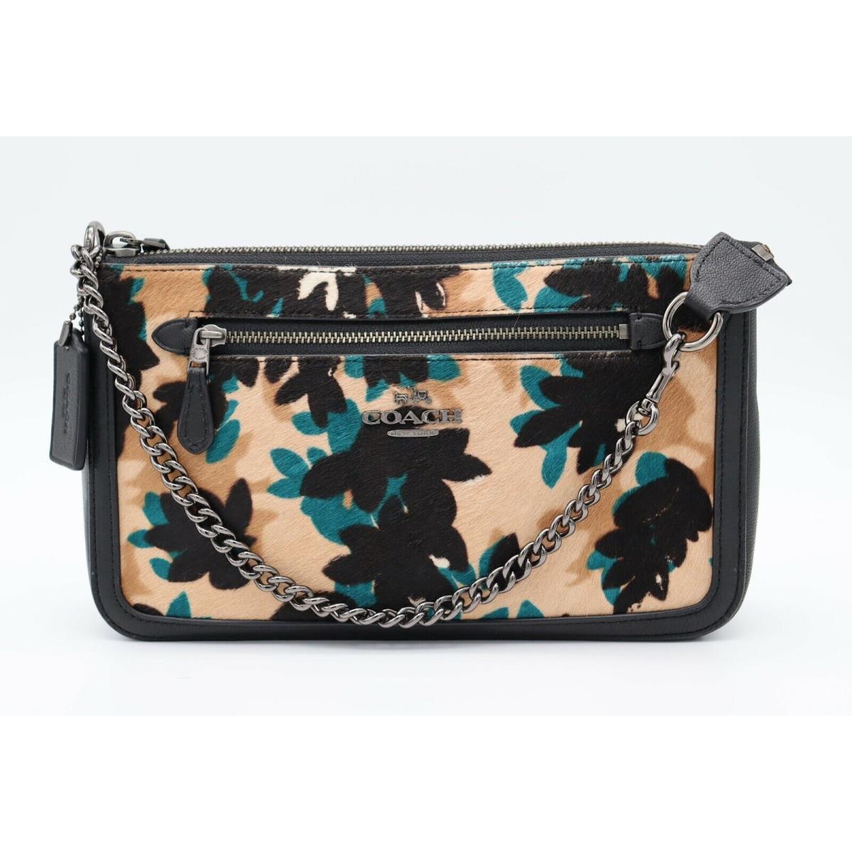 Coach Nolita Leaf Print Purse Calf Hair Teal Walnut Chain Wristlet 58412 -  Coach bag - 006345168429 | Fash Brands