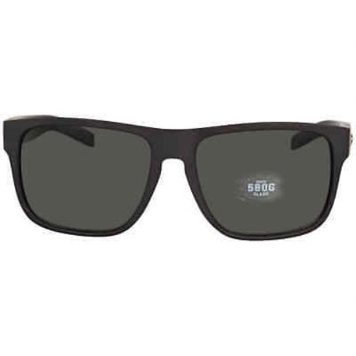 Costa Del Mar Spearo XL Grey Polarized Glass Rectangular Men`s Sunglasses 6S9013 - Frame: Black, Lens: Gray