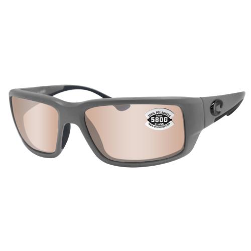 Costa Del Mar Fantail Gray Frame Copper Silver Mirror 580G Glass Polarized Lens