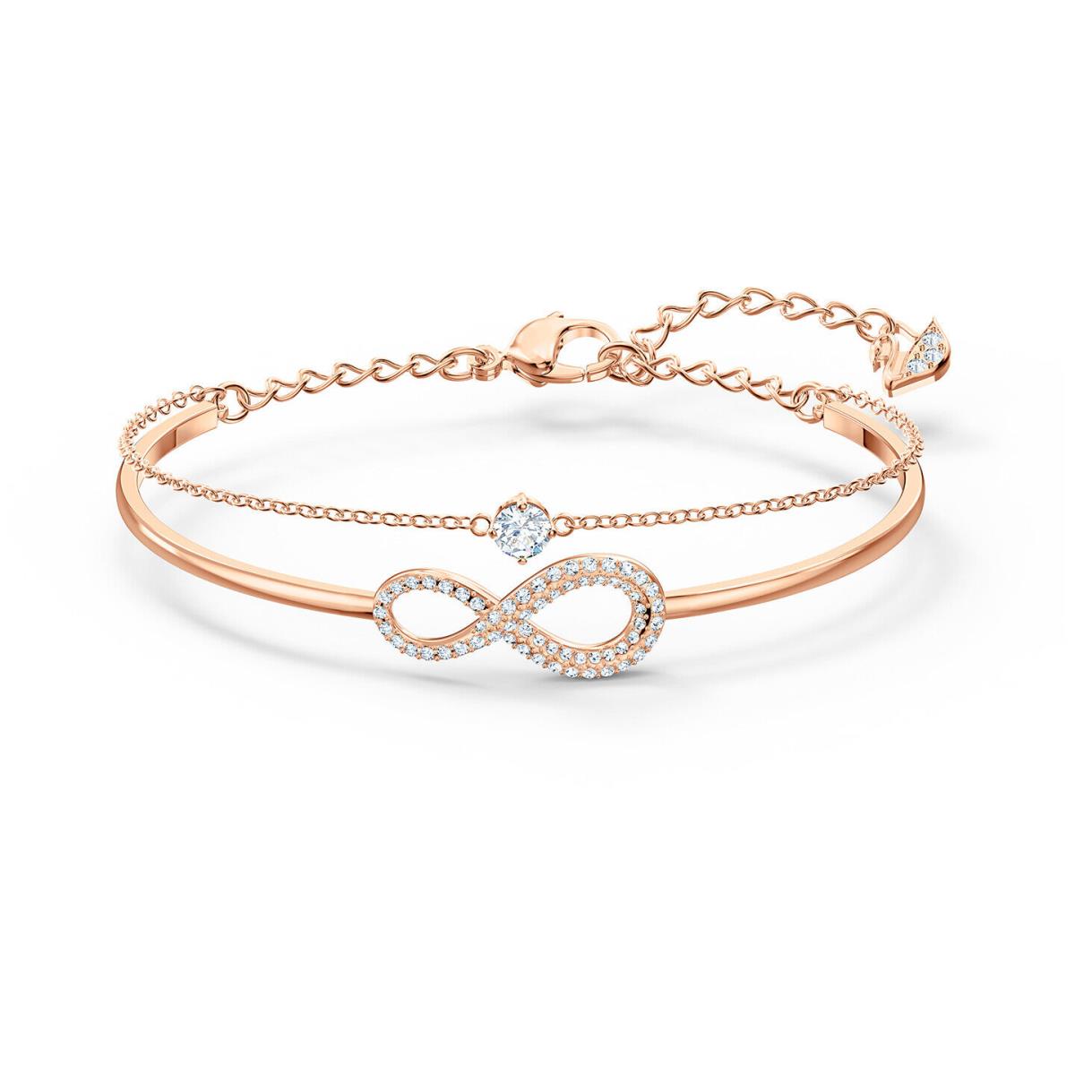 Swarovski Infinity Bangle - White - Rose-gold Tone Plated