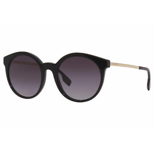 Burberry B4296 3001/8G Sunglasses Women`s Black/grey Gradient Lenses Round 53mm