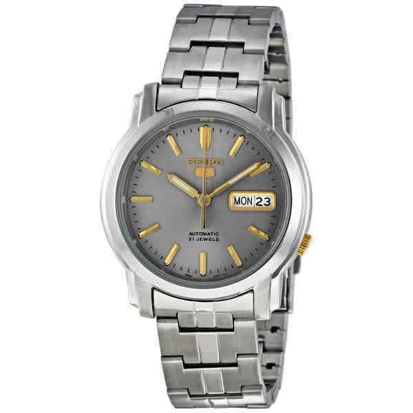 Seiko 5 Automatic Grey Dial Stainless Steel Men`s Watch SNKK67 - Dial: Gray, Band: Silver, Bezel: Silver