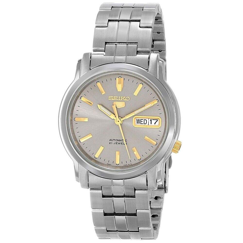 Seiko 5 Sports Automatic Men`s Watch Gray Dial SNKK67K1 - Dial: Gray, Band: Silver, Bezel: Silver