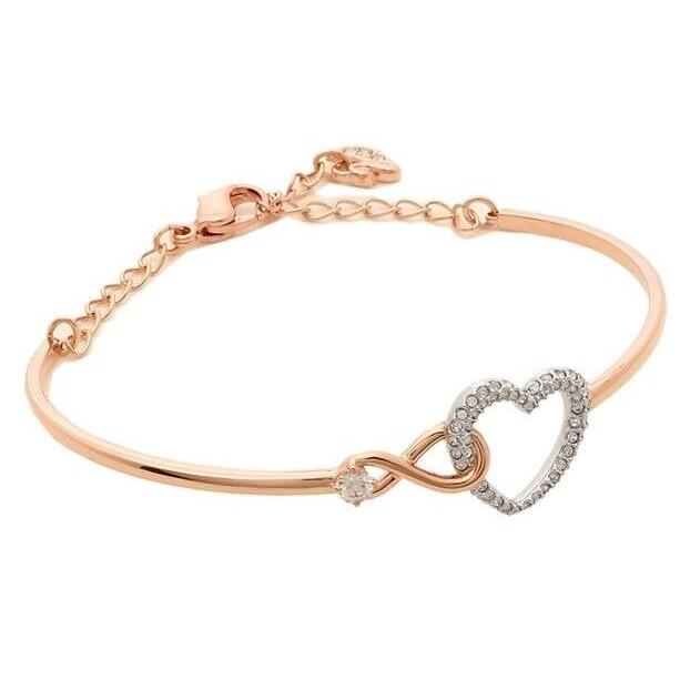 w Gift Box Swarovski Brand 5518869 Rose Gold Infinity Heart Bangle Bracelet