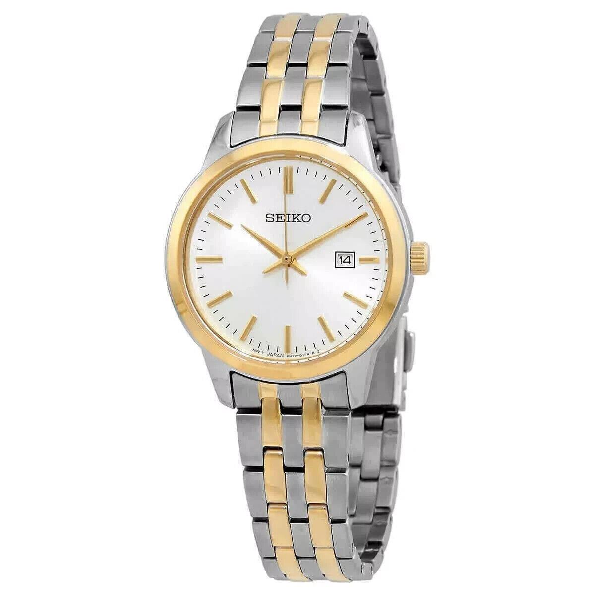 Seiko Ladies Classic Quartz White Dial Two-tone Watch - SUR410P1 - Dial: White, Band: Multicolor