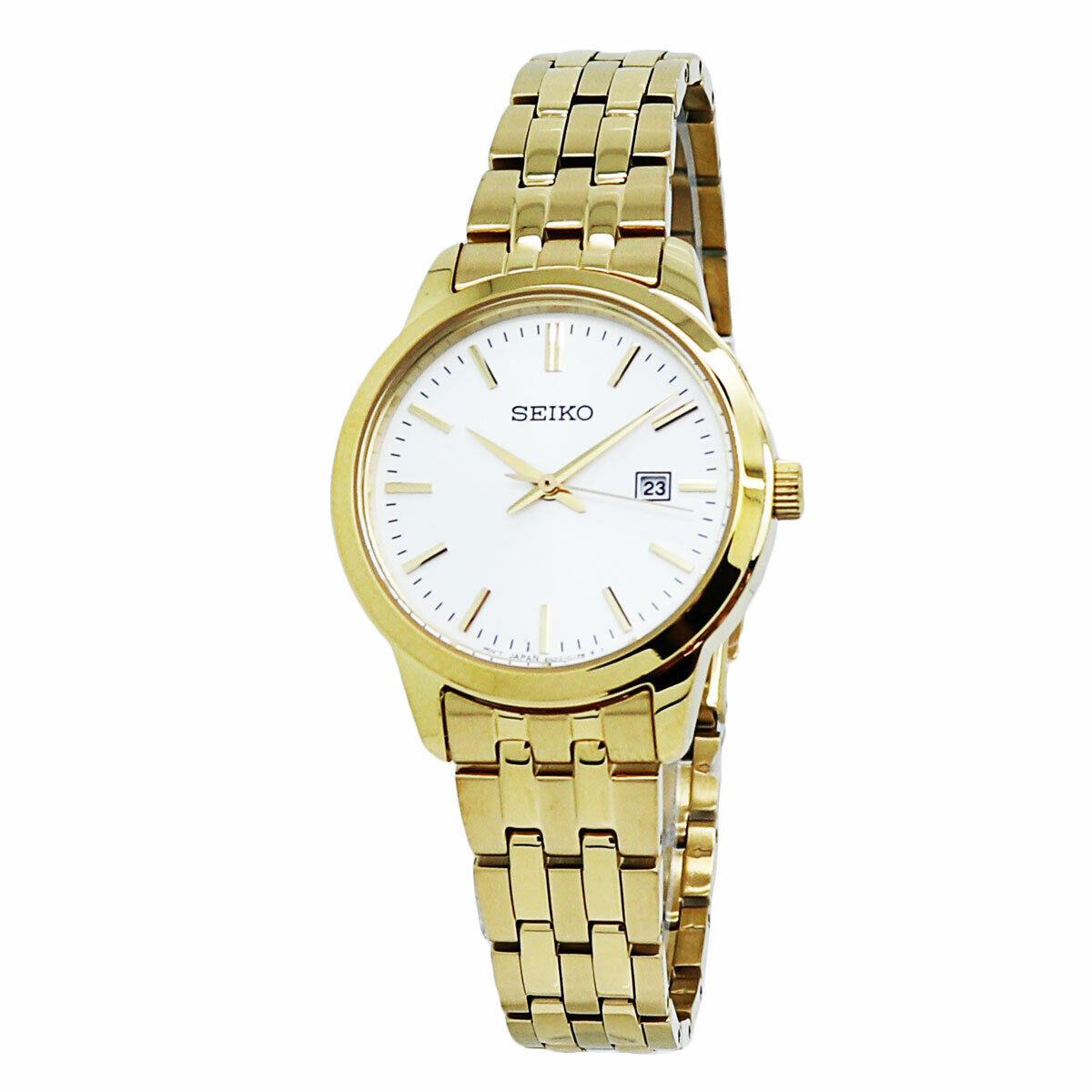 Seiko Quartz White Dial Gold-tone Stainless Steel Ladies Watch SUR412