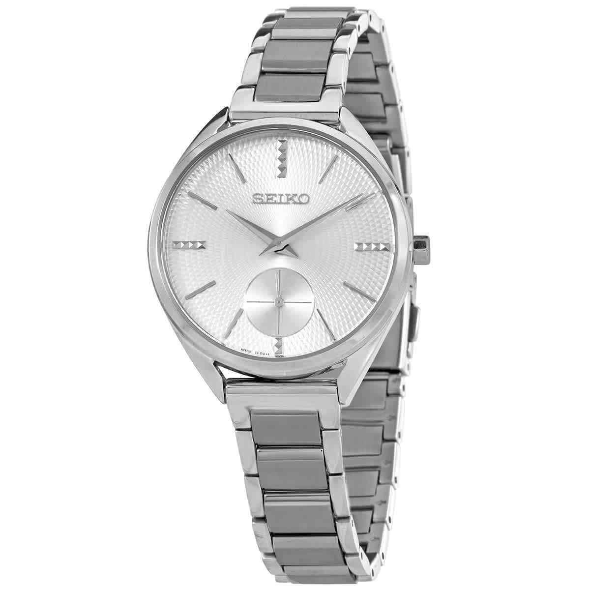 Seiko Conceptual 50th Anniversary Quartz Silver Dial Ladies Watch SRKZ53 - Dial: Silver, Band: Silver, Bezel: Silver