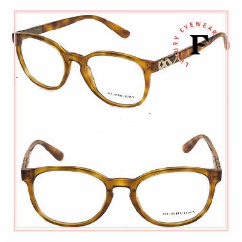 Burberry BE2241F Brown Havana Eyeglasses Optical Check Plaque Frame 52mm 2241