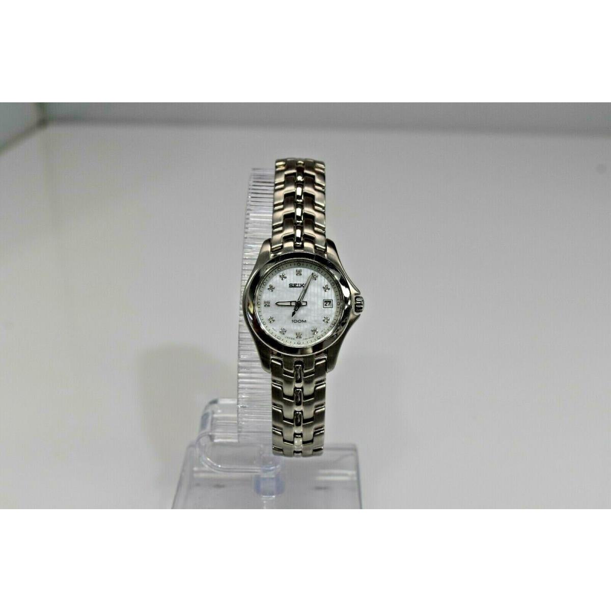 Seiko Women`s SS White Mop Dial Diamond SXDC11 Watch