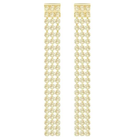 Swarovski Fit 5364807 Gold Plated Long Linear Crystal Curtain Pierced Earrings
