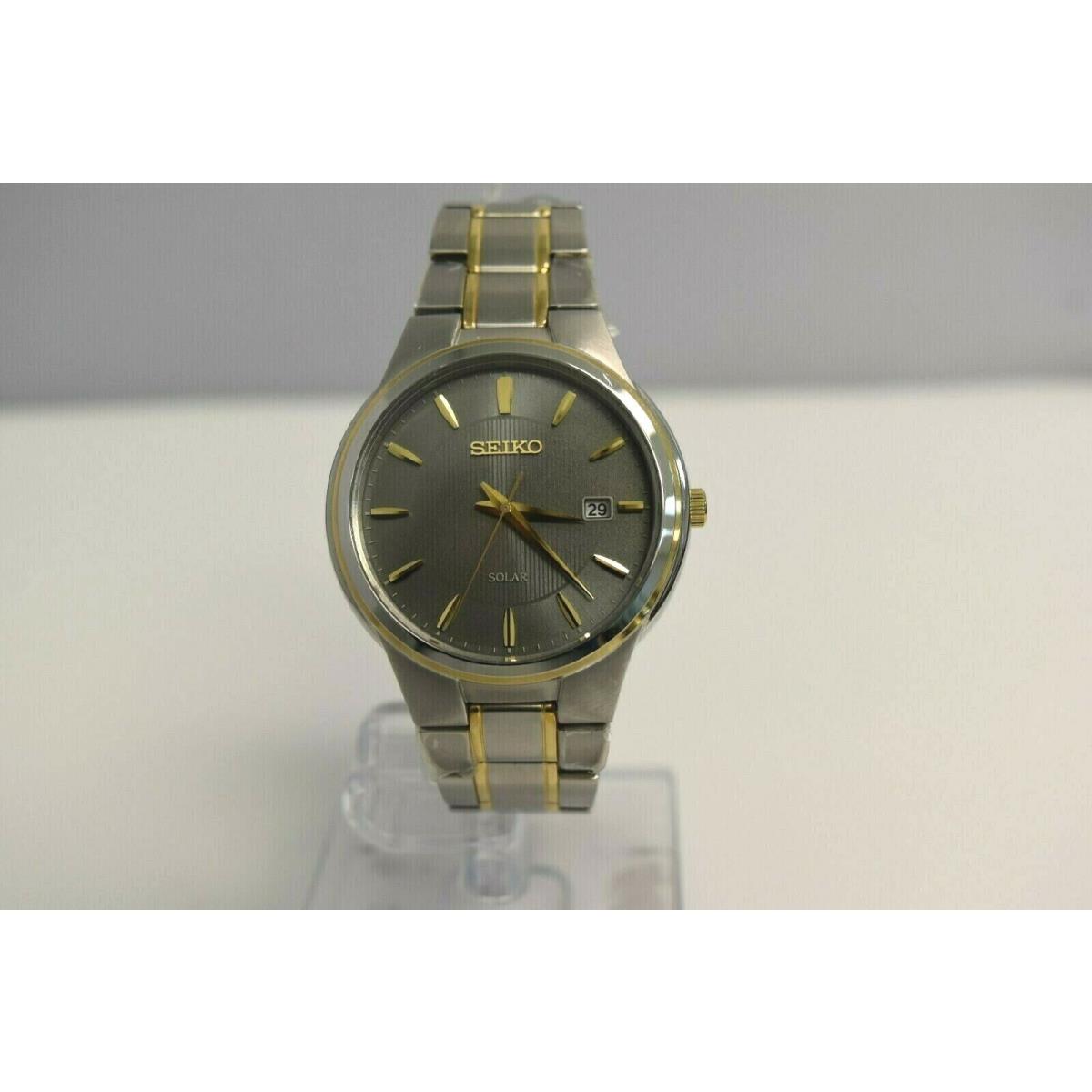 Seiko Men`s Solar Two Tone SS Gray Dial SNE404 Watch