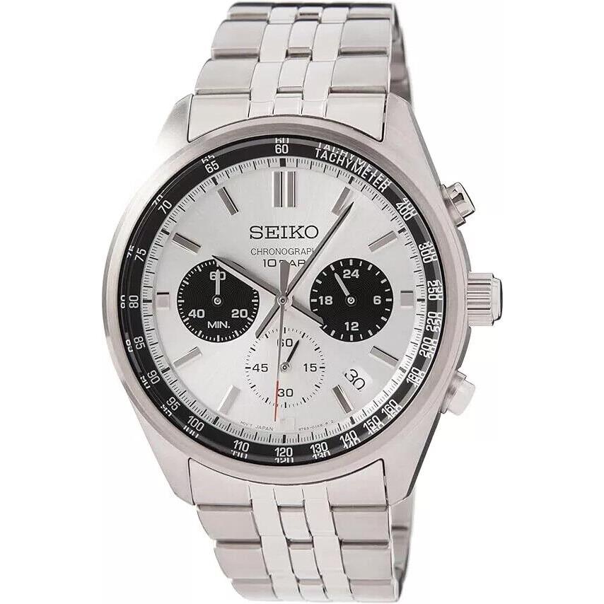 Seiko Chronograh White Dial Stainless Steel Men`s Sport Watch SSB425P1