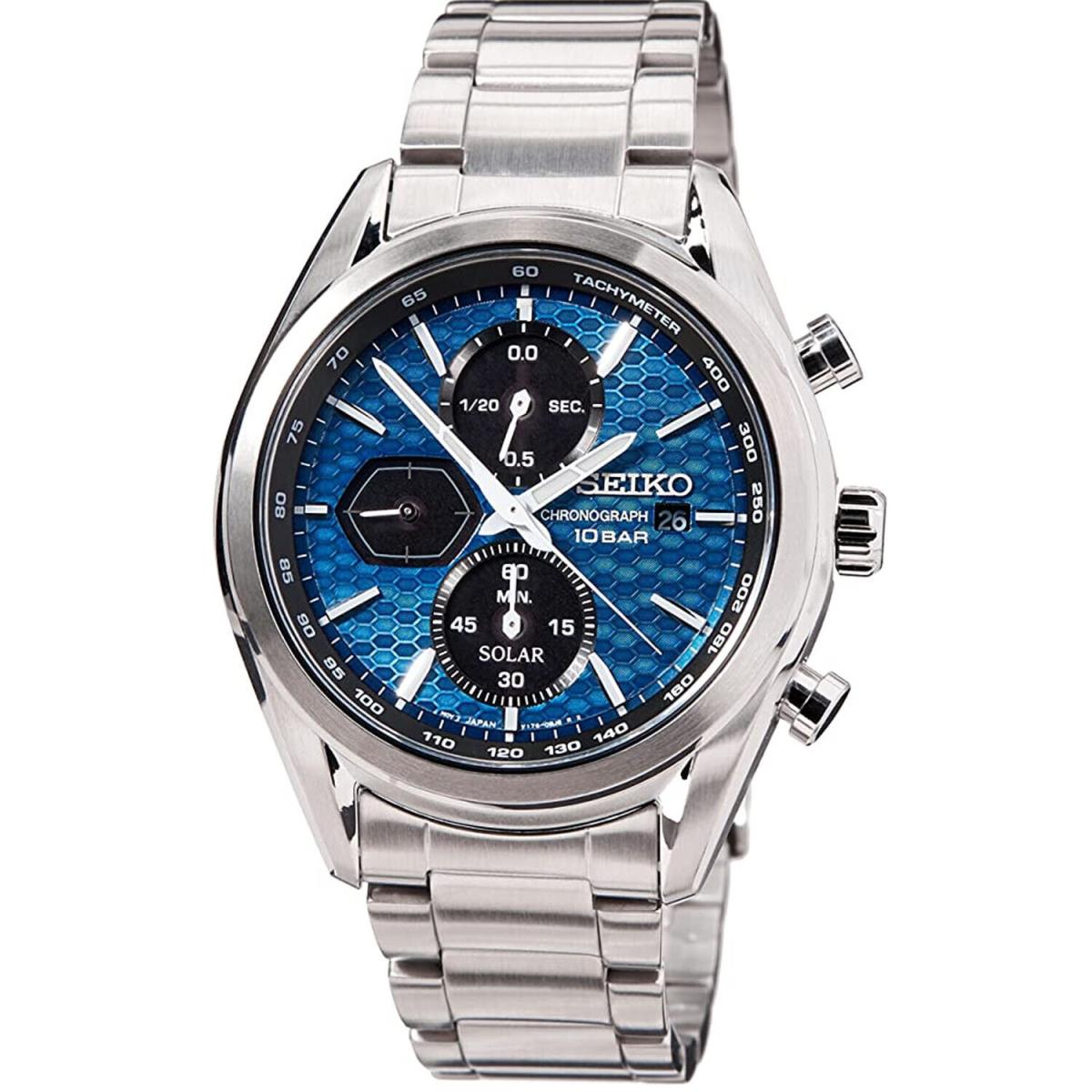 Seiko Men`s Classic Blue Dial Watch - SSC801P1 - Dial: Blue, Band: Silver, Bezel: Silver