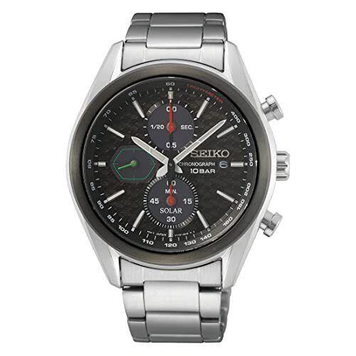 Seiko Chronograph Black Dial Stainless Steel Men`s Watch SSC803