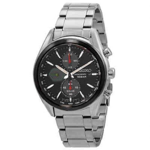 Seiko Chronograph Black Dial Stainless Steel Men`s Watch SSC803 - Dial: Black, Band: Silver, Bezel: Black