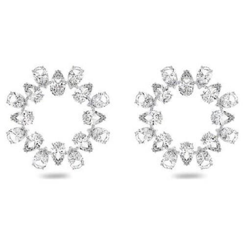 Swarovski Millenia Earrings Circle Pear Cut Crystals White Rhodium 5601509