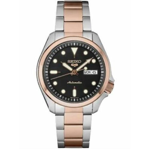 Seiko 5 Sports 40mm Stainless Steel Two-tone Black Dial Automatic Watch SRPE58 - Black