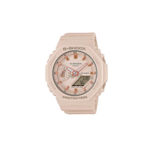 G-shock Classic Women`s Analog-digital Beige Color Band Watch GMA-S2100-4ACR - Dial: Pink, Band: Beige