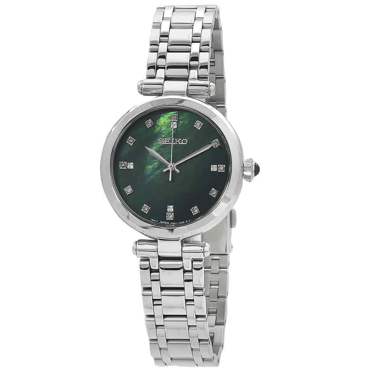 Seiko Quartz Diamond Green Dial Ladies Watch SRZ535P1