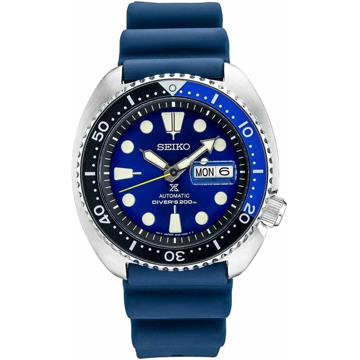 Seiko Turtle Prospex Automatic Dive Watch with Blue Dial and Silcn Strp SRPD43 - Dial: Blue, Band: Blue