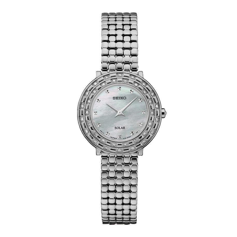 Seiko Women`s Solar Tressia Mop Stainless Steel Watch SUP373